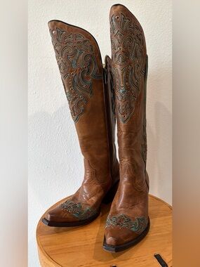CORRAL BOOTS Women’s Turquoise Underlay Tall Snip Toe Western Western Boot 6.5M